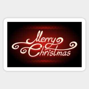 Hand-written Merry Christmas Lettering on Red background Sticker